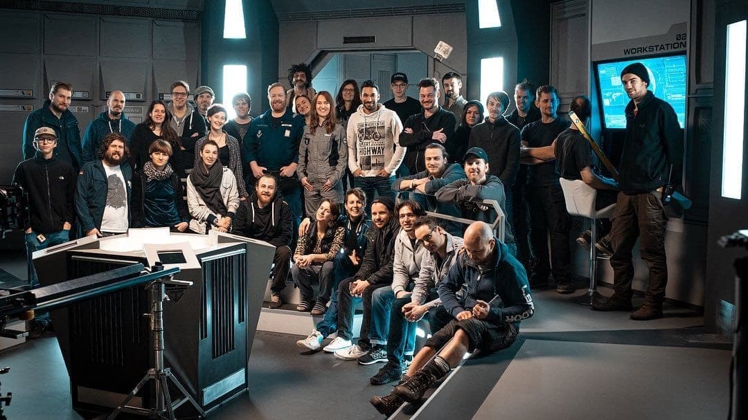 Gruppenfoto vom Filmset