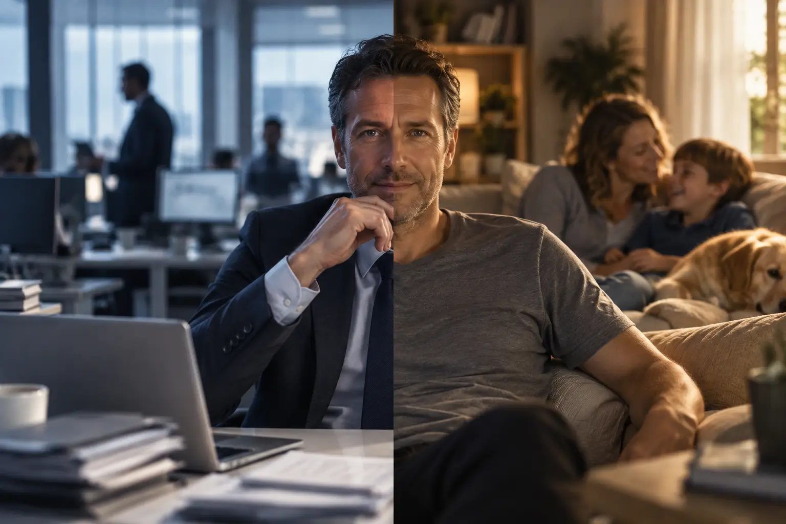 Work-Life-Balance mit Büro und Familie